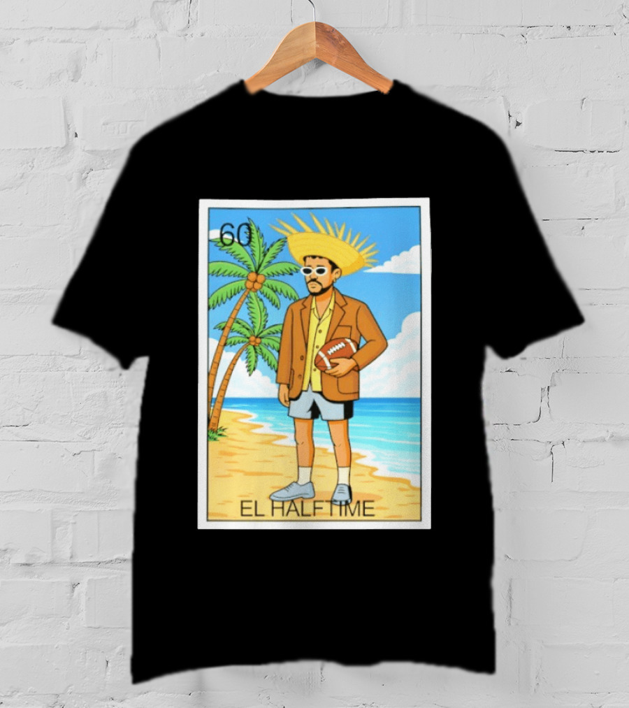 El Halftime Bad Bunny Loteria Card Beach T-Shirt