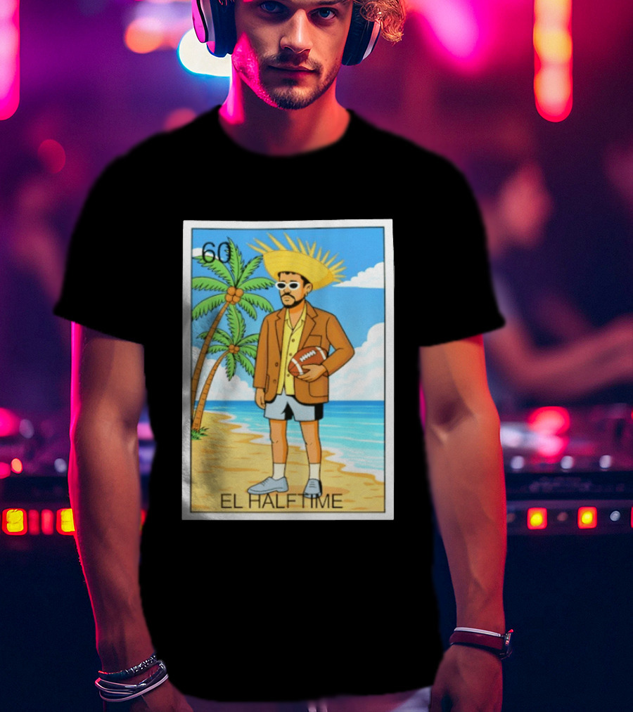 El Halftime Bad Bunny Loteria Card Beach T-Shirt