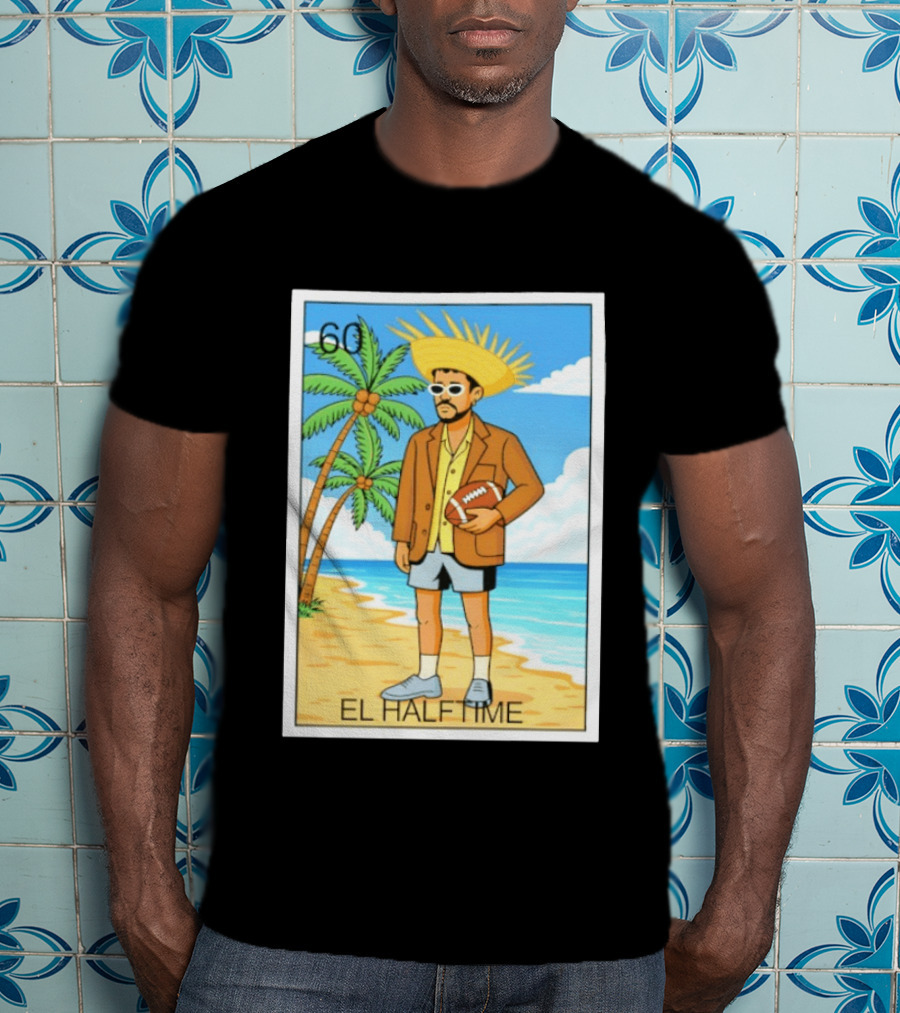 El Halftime Bad Bunny Loteria Card Beach T-Shirt