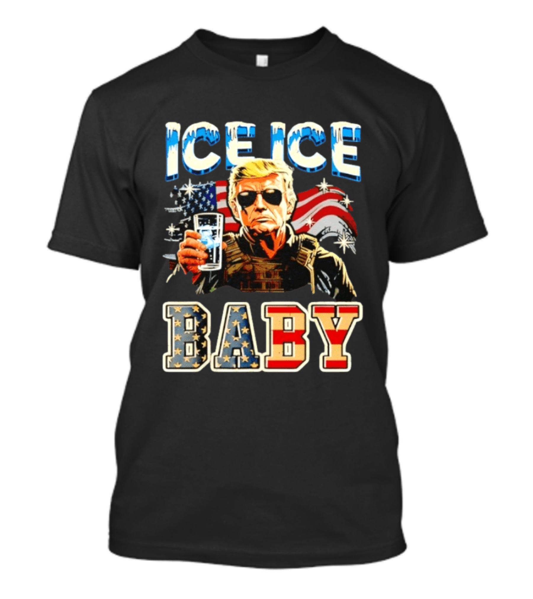 Ice Ice Baby Trump American Flag T-Shirt