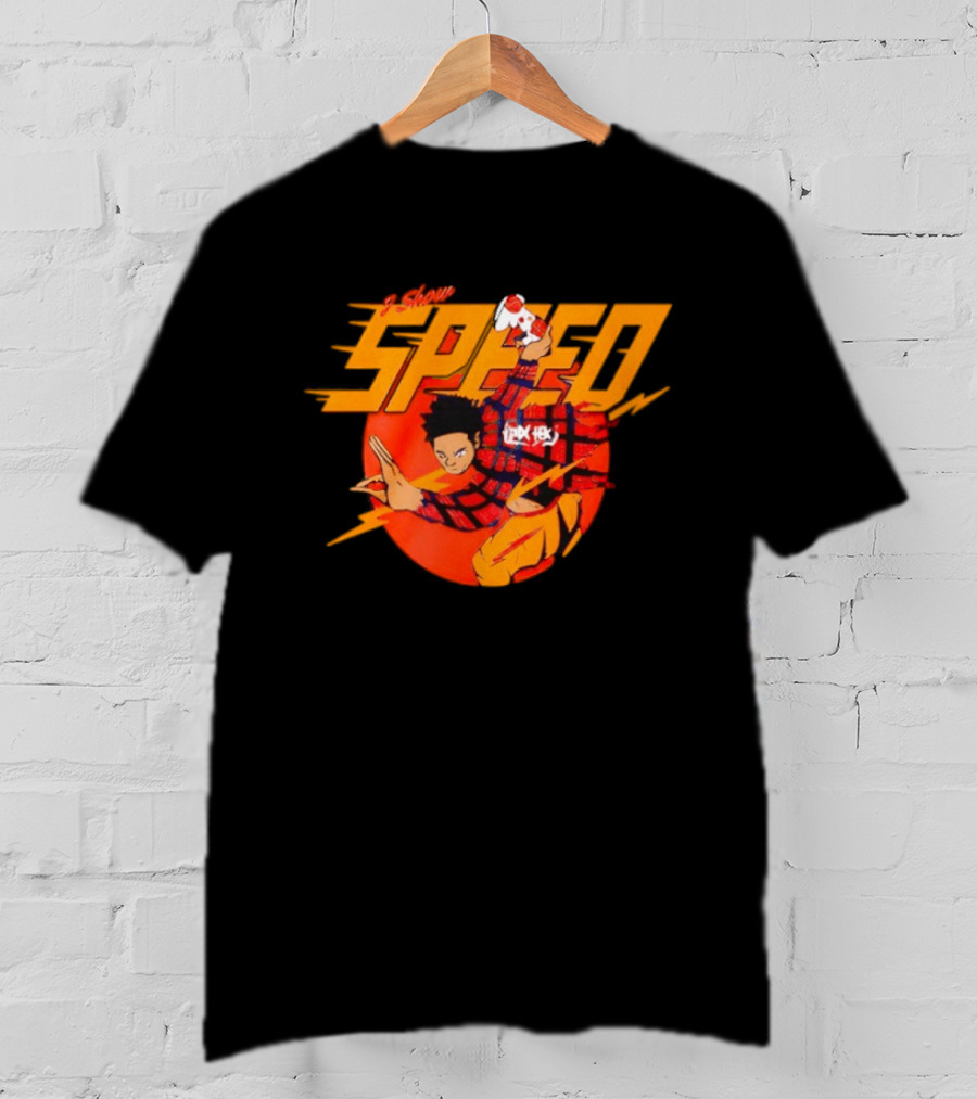 IShowSpeed Speed Flash Anime Character With Soccer Ball And Lightning Bolt T-Shirt