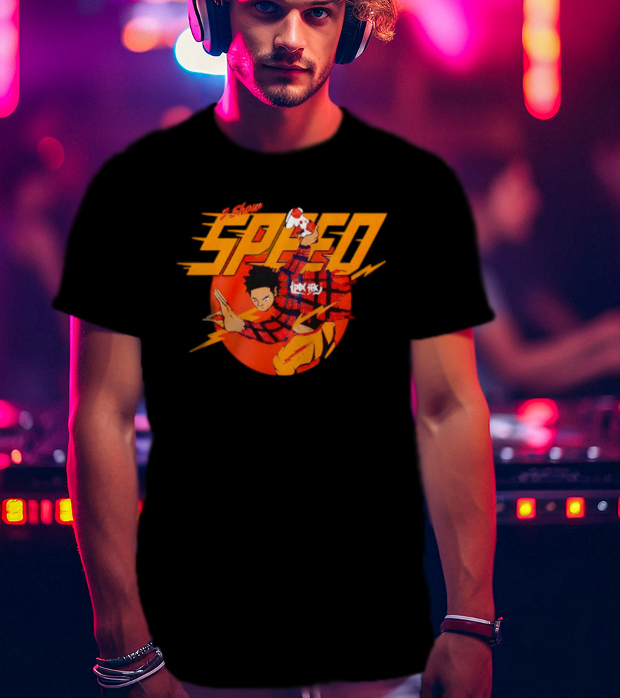 IShowSpeed Speed Flash Anime Character With Soccer Ball And Lightning Bolt T-Shirt
