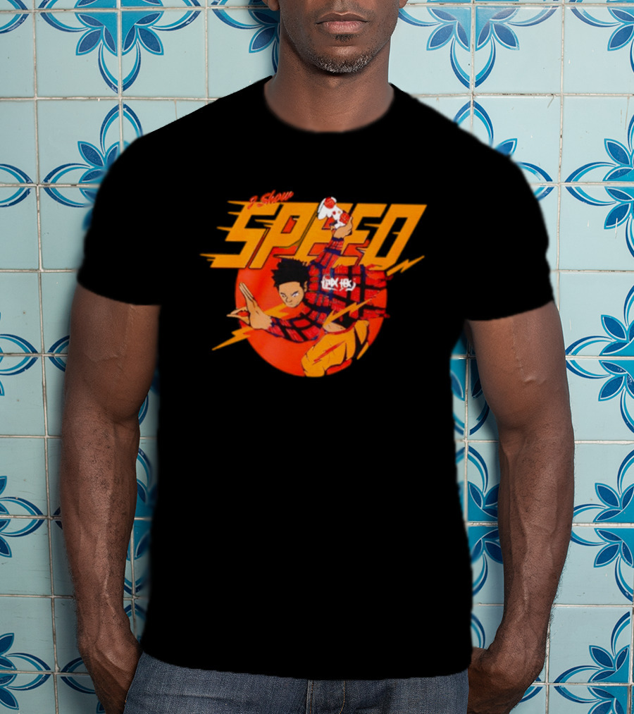 IShowSpeed Speed Flash Anime Character With Soccer Ball And Lightning Bolt T-Shirt