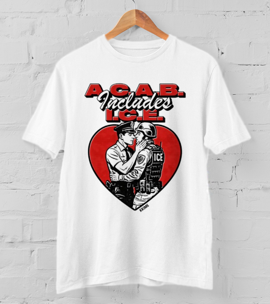 ACAB Includes ICE Anti Police Heart Shape Red And Black T-Shirt