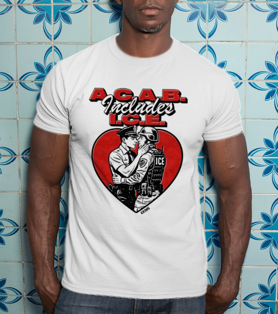ACAB Includes ICE Anti Police Heart Shape Red And Black T-Shirt