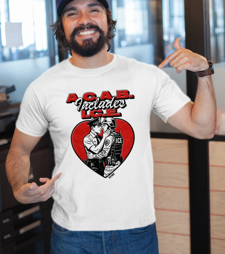 ACAB Includes ICE Anti Police Heart Shape Red And Black T-Shirt