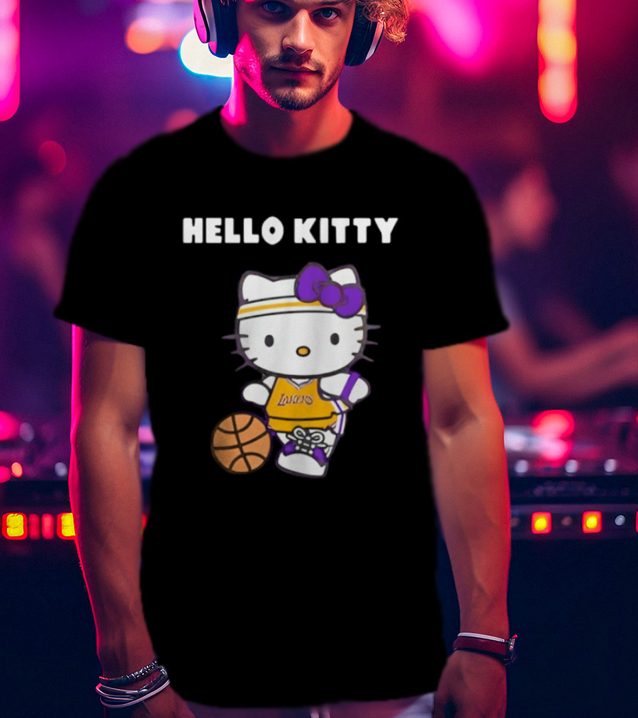 Los Angeles Lakers Hello Kitty Basketball Collaboration T-Shirt