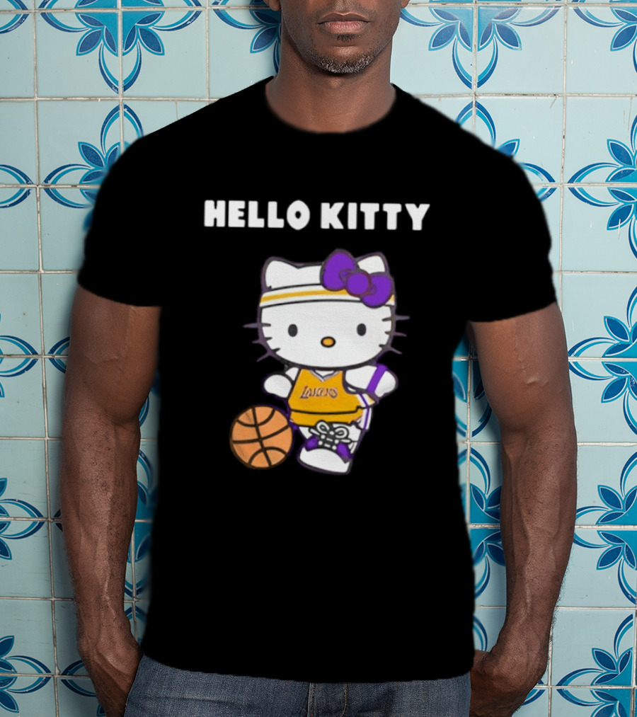 Los Angeles Lakers Hello Kitty Basketball Collaboration T-Shirt