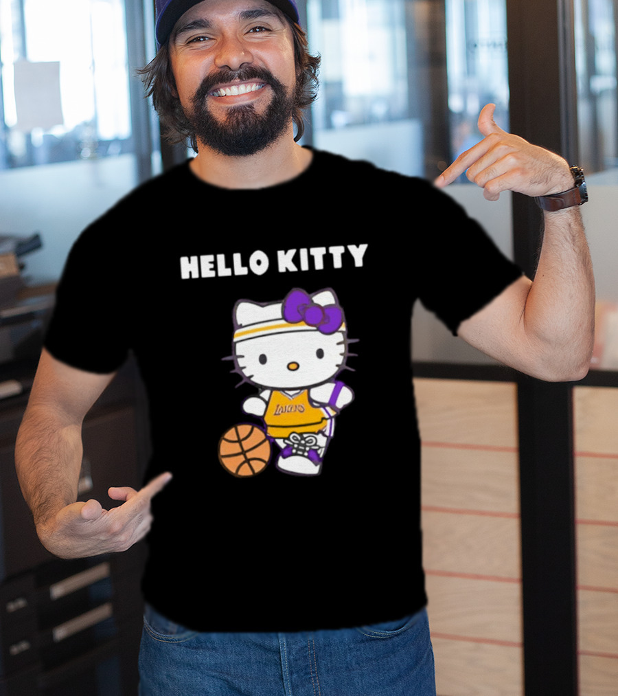 Los Angeles Lakers Hello Kitty Basketball Collaboration T-Shirt