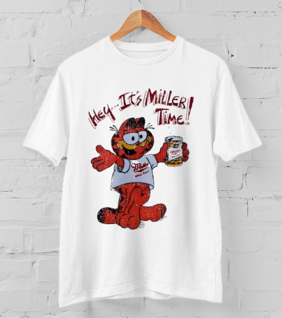 Hey It's Miller Time Garfield Comic T-Shirt