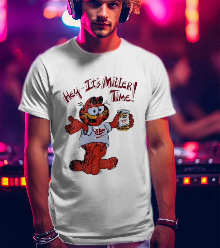 Hey It's Miller Time Garfield Comic T-Shirt