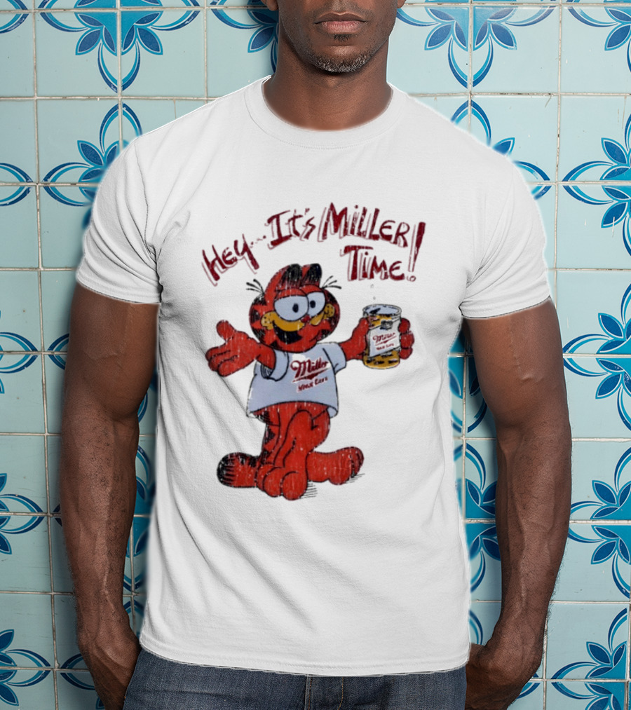Hey It's Miller Time Garfield Comic T-Shirt