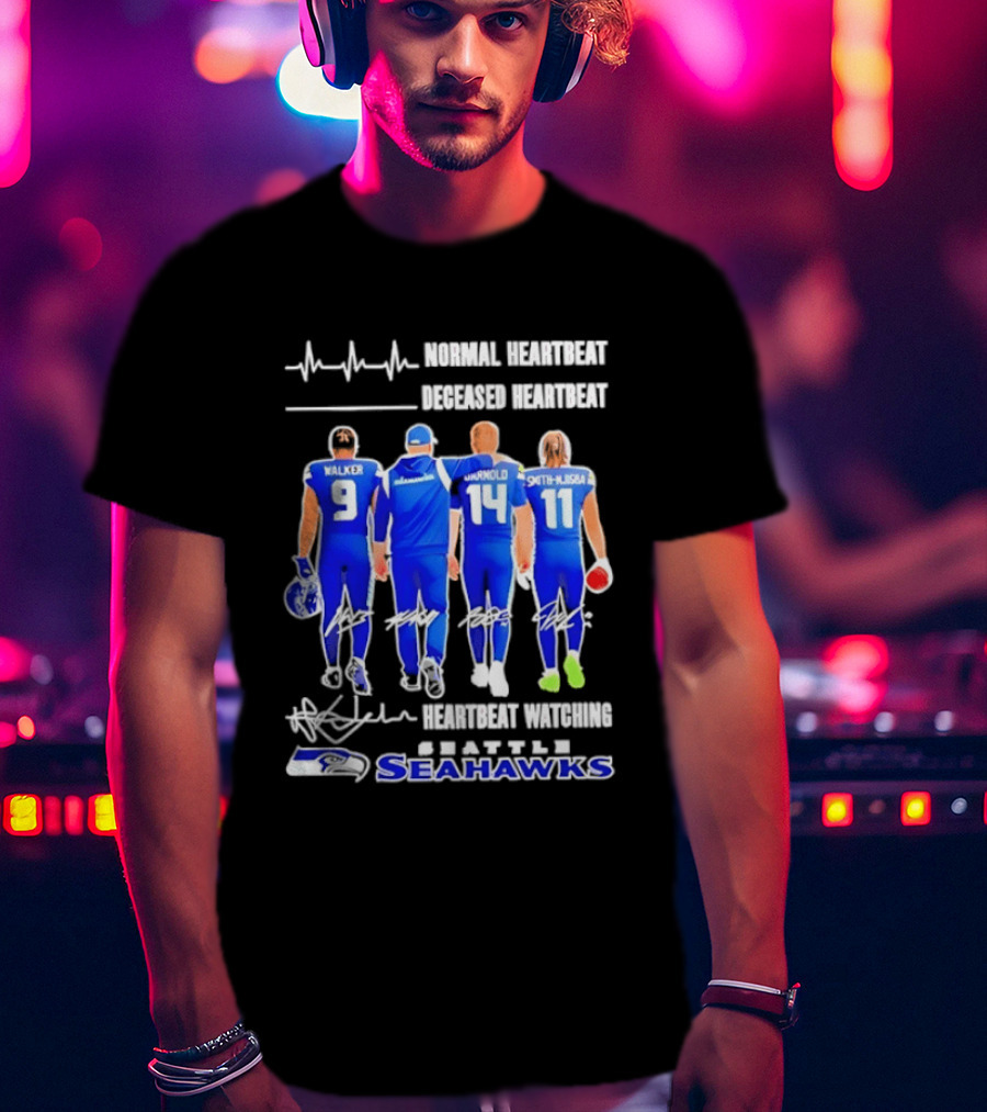 Seahawks Normal Heartbeat Deceased Heartbeat Walker Arnold Smith Njigba Signatures Seattle T-Shirt