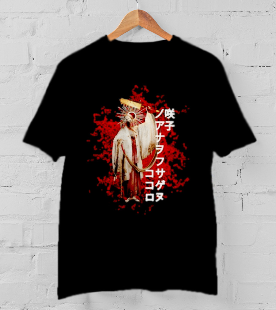 Silent Hill Sakuko Japanese Text Red Background Halo Figure T-Shirt