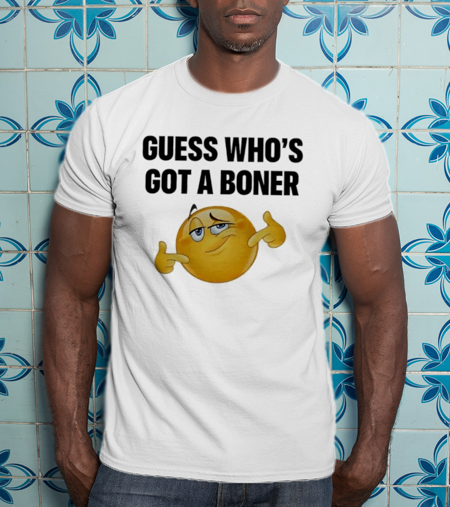 Guess Who's Got A Boner Emoji Pointing Hands T-Shirt