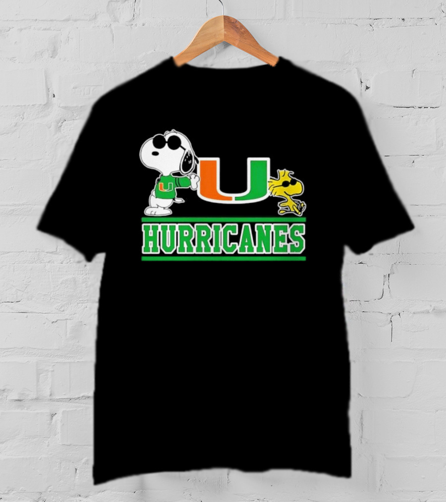Snoopy Woodstock Miami Hurricanes U T-Shirt