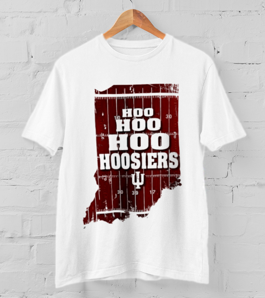 Indiana Map Hoo Hoo Hoo Hoosiers IU Block Letters T-Shirt