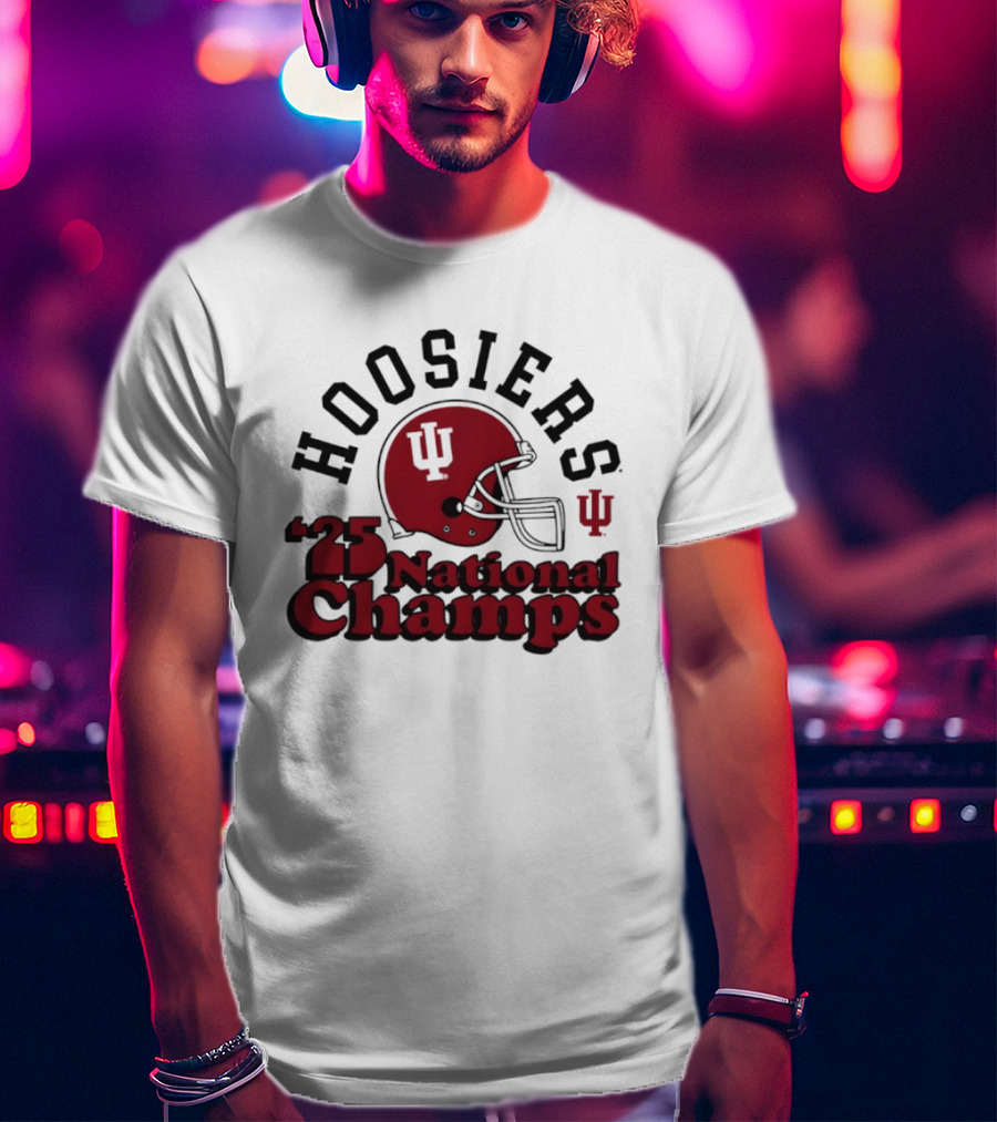 Hoosiers '25 National Champs Red Helmet T-Shirt