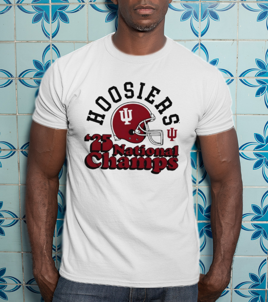 Hoosiers '25 National Champs Red Helmet T-Shirt