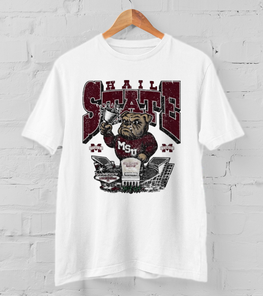 Hail State MSU Mississippi State Bulldogs Stadium Cowbell T-Shirt