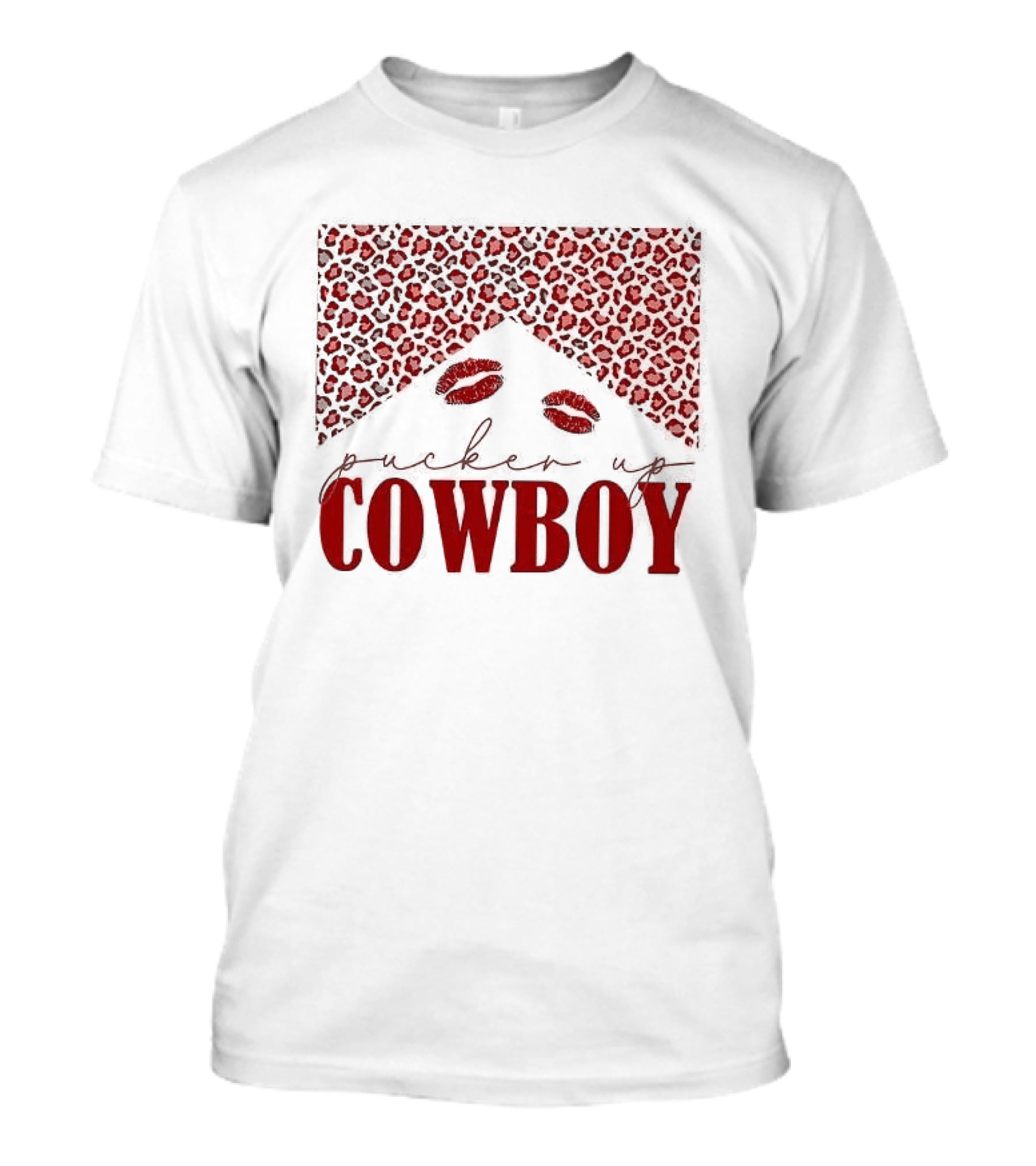 Pucker Up Cowboy Leopard Valentine's Day Lips T-Shirt