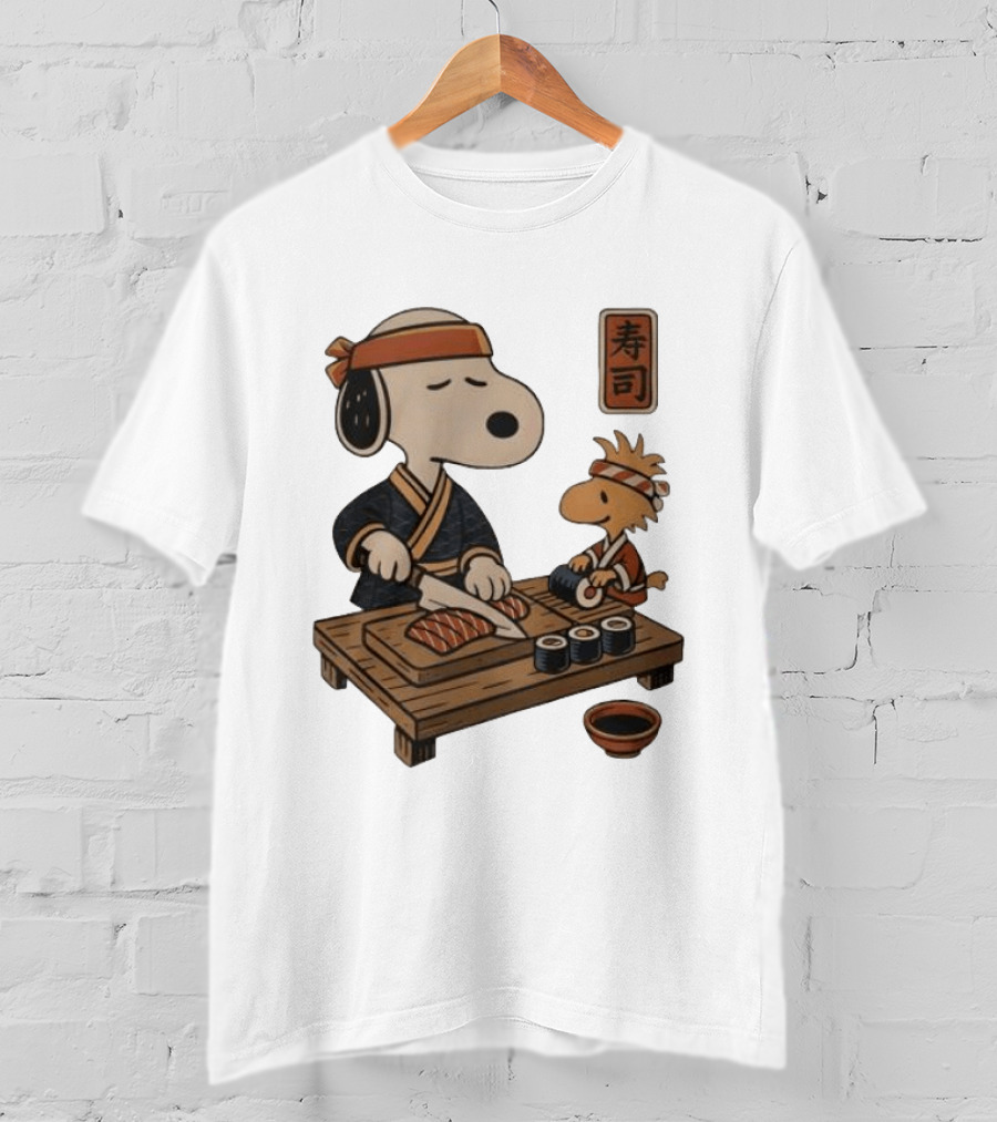 Snoopy Woodstock Sushi Chef Japan Food Sushi T-Shirt