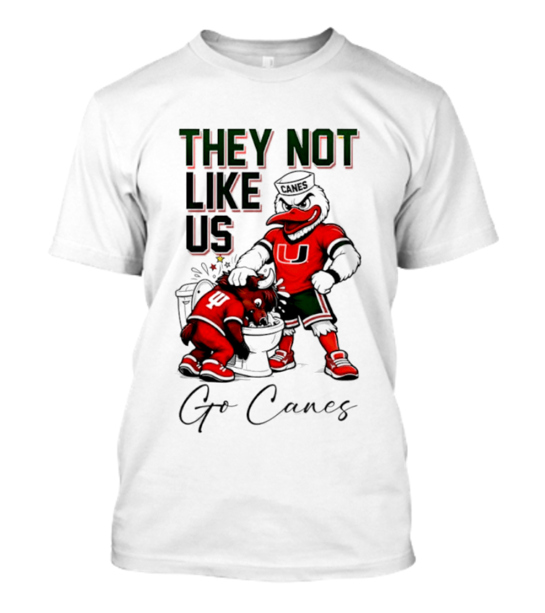 They Not Like Us Go Canes Miami Hurricanes Indiana Hoosiers Mascots T-Shirt