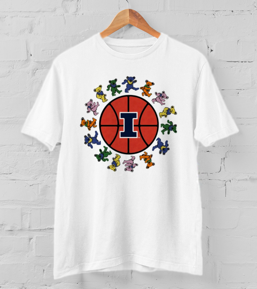 University Of Illinois Grateful Dead Bears Basketball T-Shirt