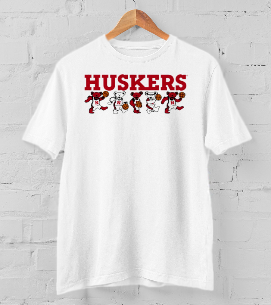 Huskers Grateful Dead Dancing Bears Basketball T-Shirt