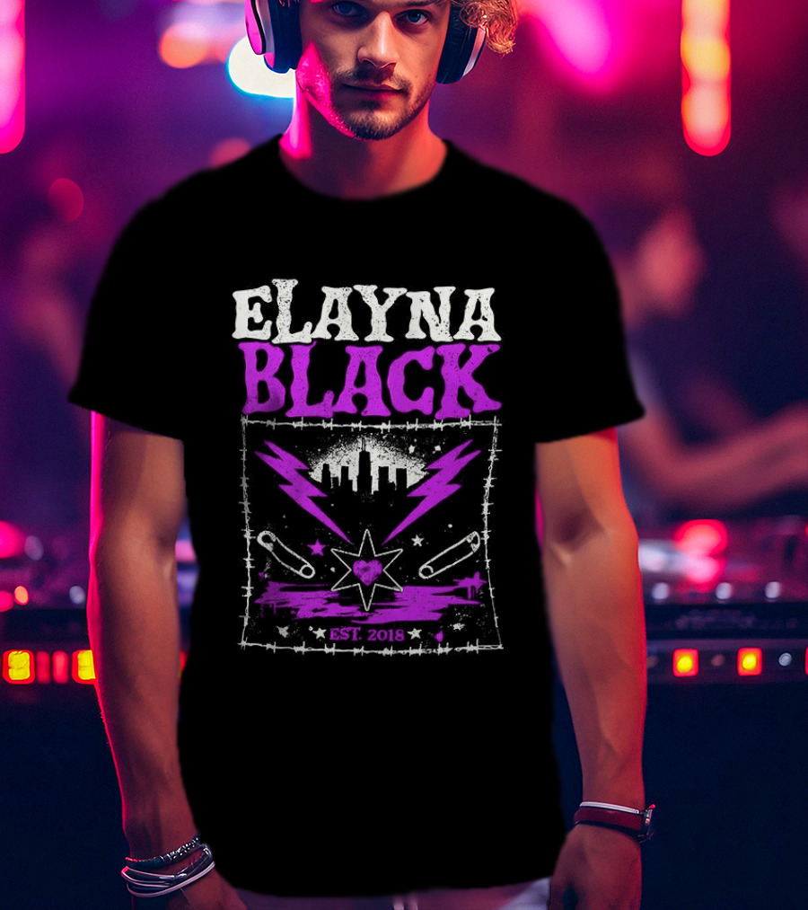 Elayna Black WWE 2018 City Skyline Barbed Wire Pin Frame T-Shirt