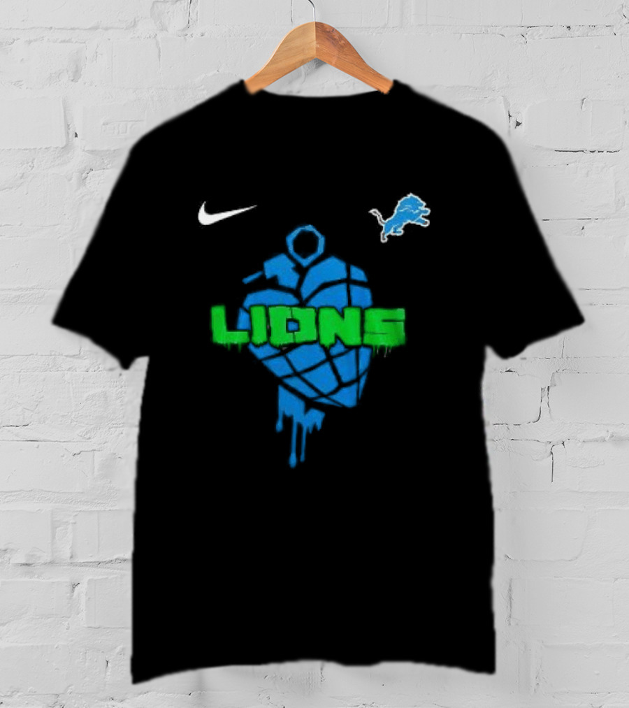 Nike Detroit Lions Football Skull Green Day T-Shirt