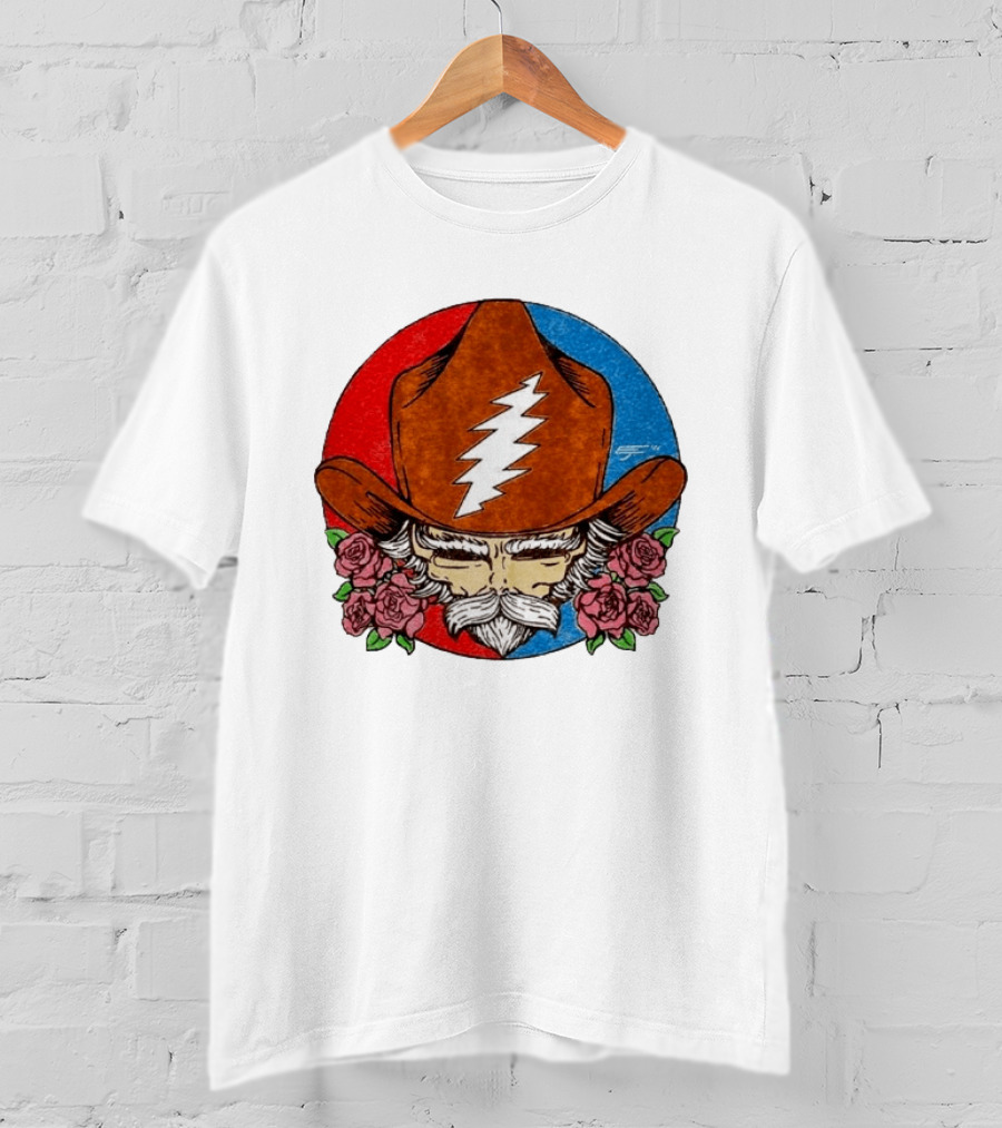 Bob Weir Cowboy Hat Grateful Dead Stealie Roses T-Shirt