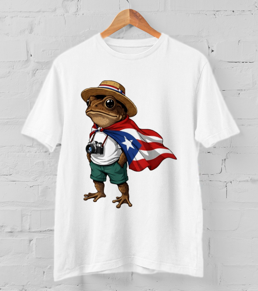 Coqui Frog With Puerto Rico Flag In Puerto Rican Taino T-Shirt