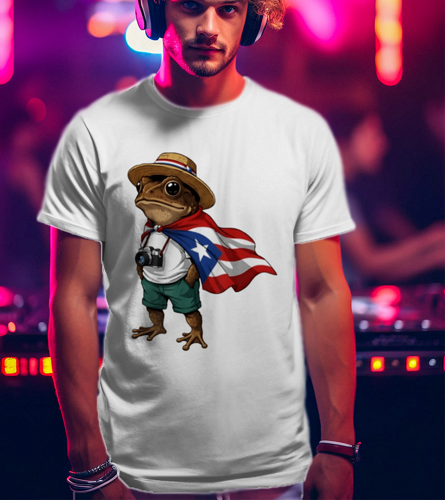 Coqui Frog With Puerto Rico Flag In Puerto Rican Taino T-Shirt