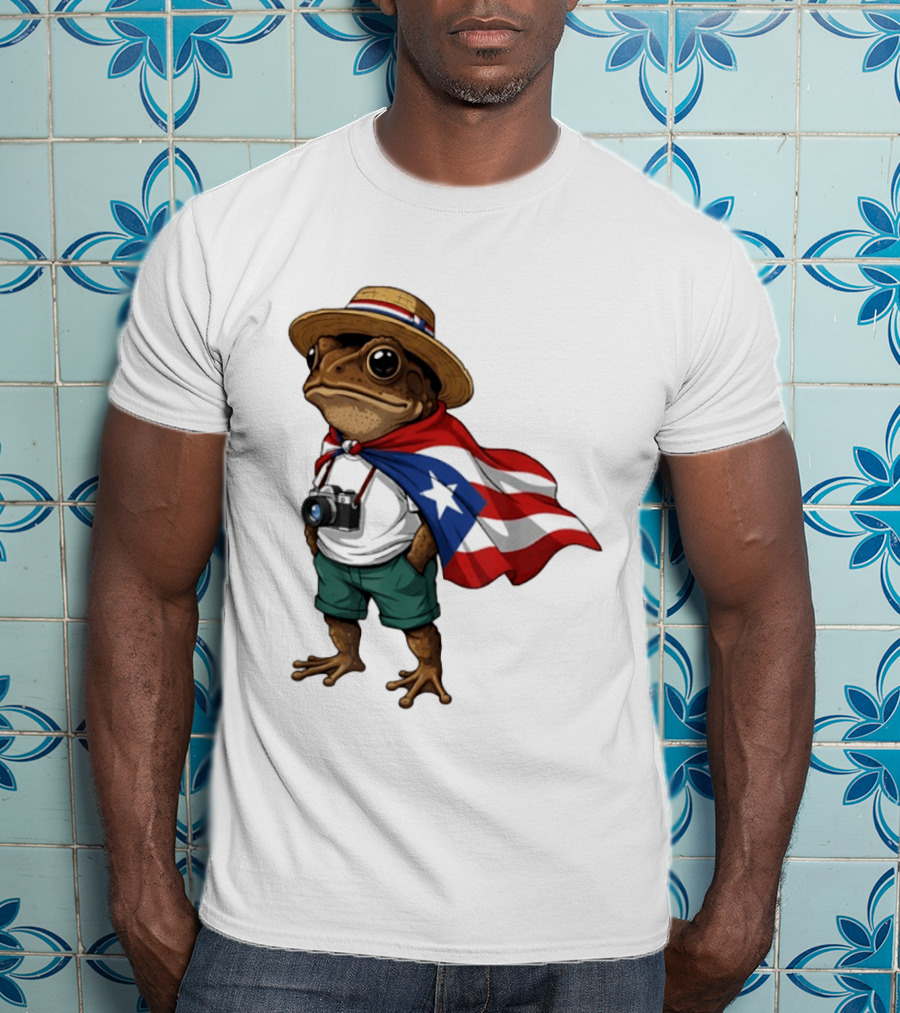 Coqui Frog With Puerto Rico Flag In Puerto Rican Taino T-Shirt