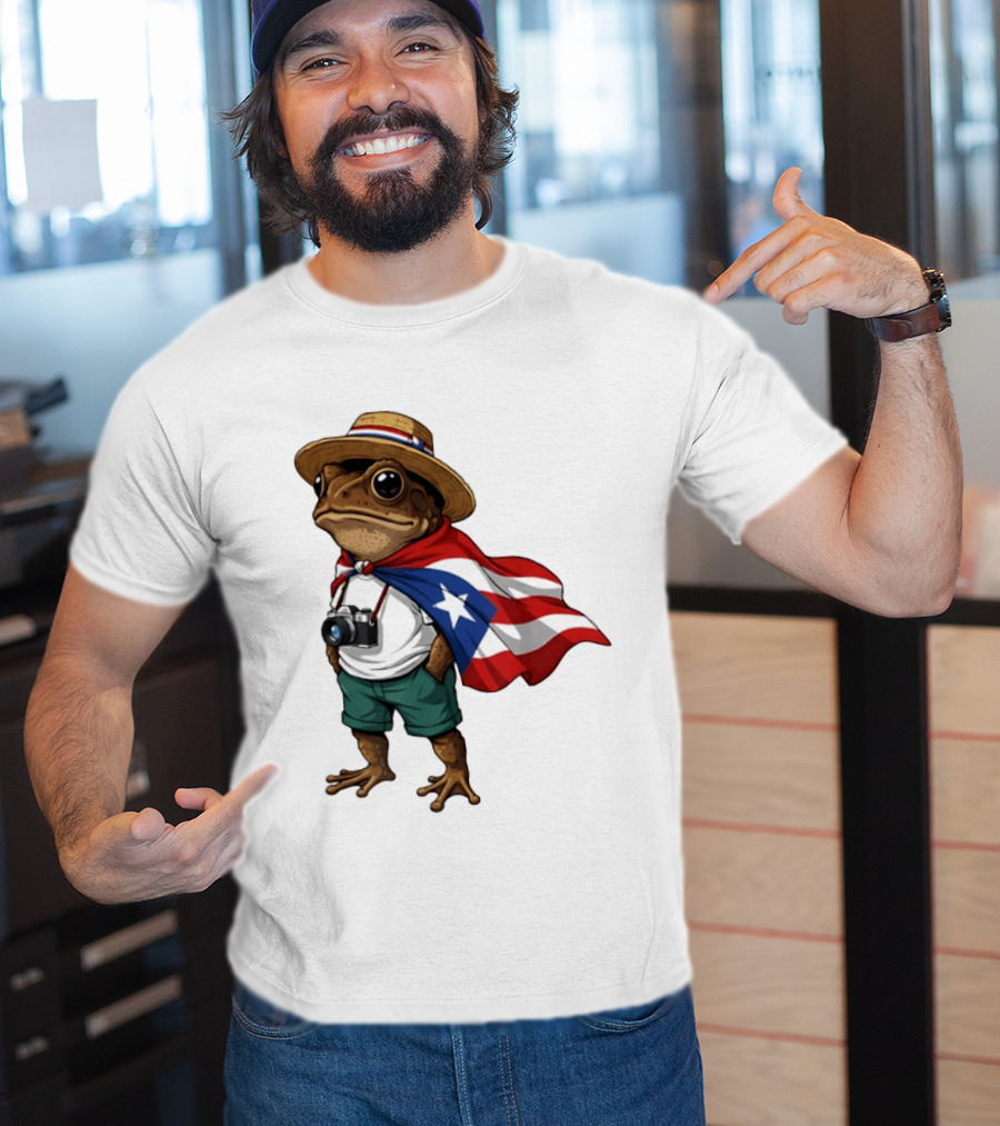 Coqui Frog With Puerto Rico Flag In Puerto Rican Taino T-Shirt