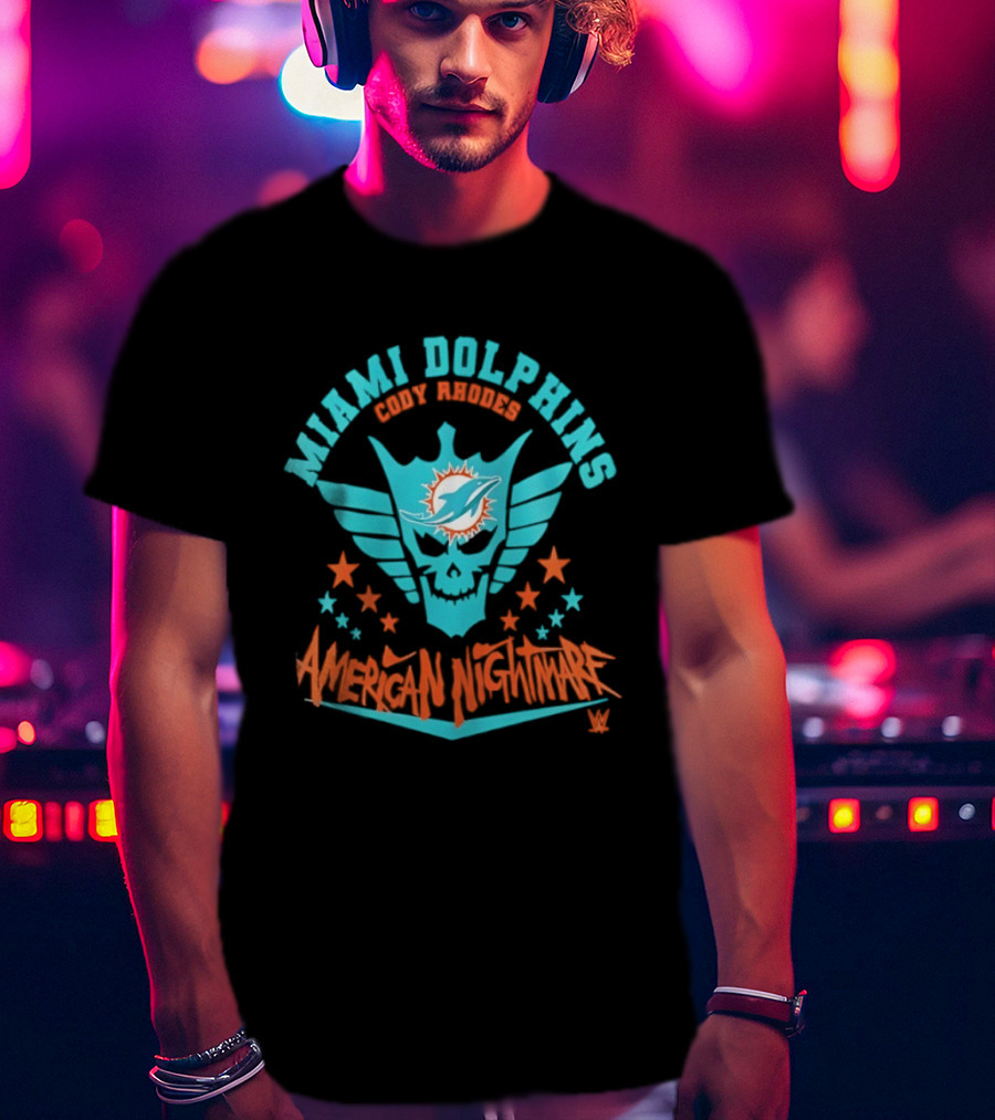 Miami Dolphins Cody Rhodes American Nightmare Stars Wings NFL Football T-Shirt