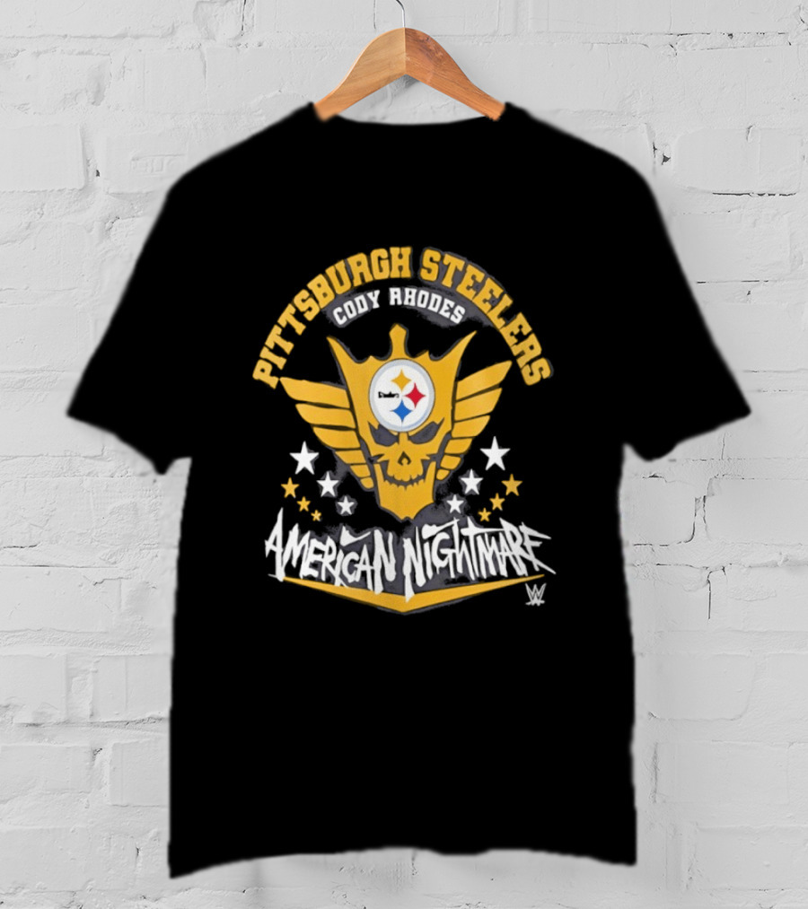 Pittsburgh Steelers Cody Rhodes American Nightmare Skull Wings Stars T-Shirt