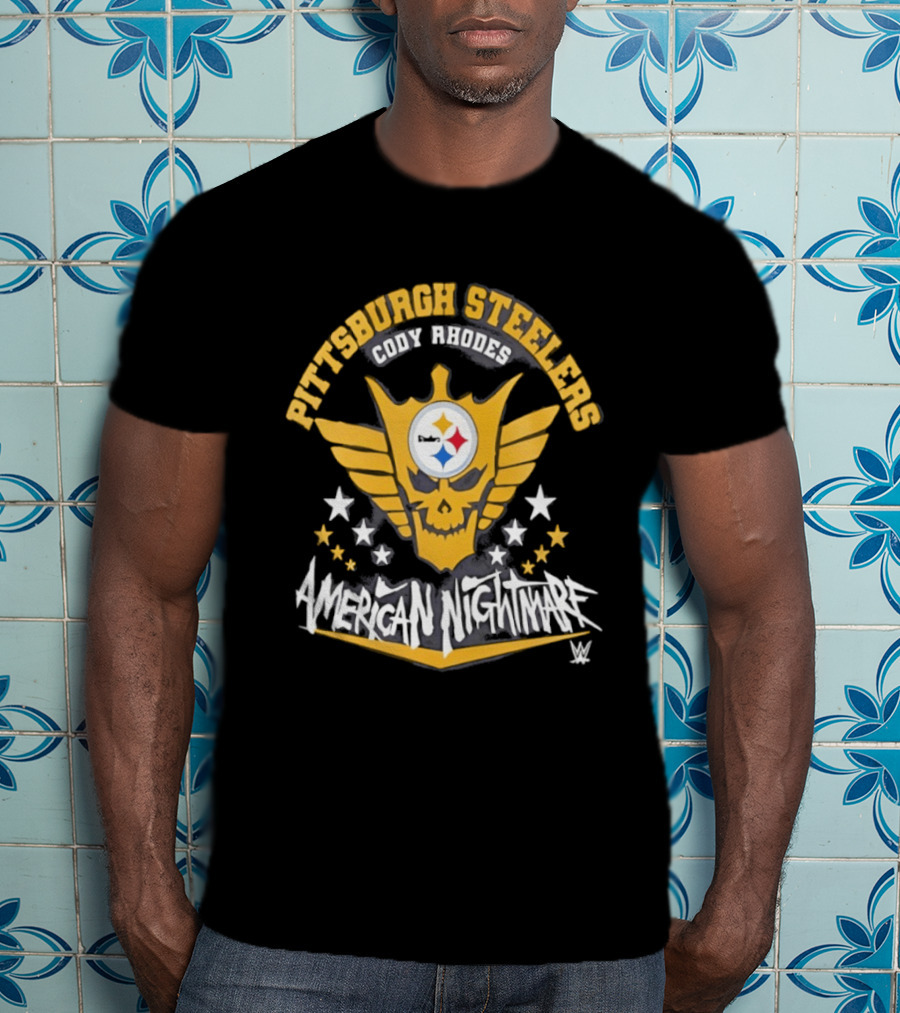 Pittsburgh Steelers Cody Rhodes American Nightmare Skull Wings Stars T-Shirt