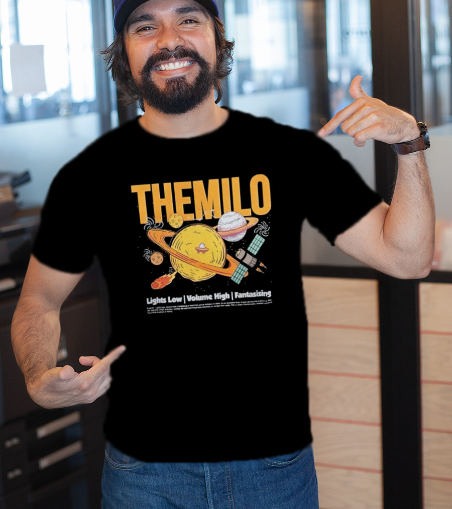 The Milo Space Planets Lights Low Volume High Fantasizing T-Shirt