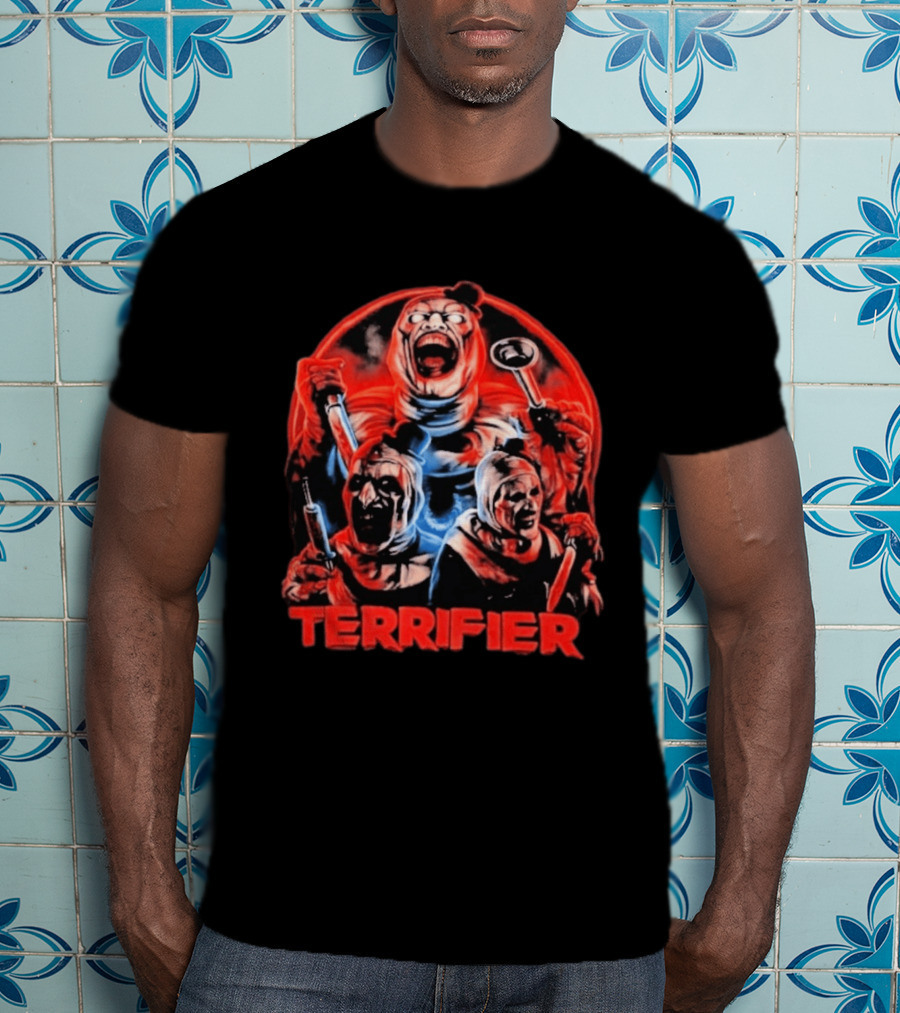 Terrifier Horror Movie Villains Red And Blue T-Shirt