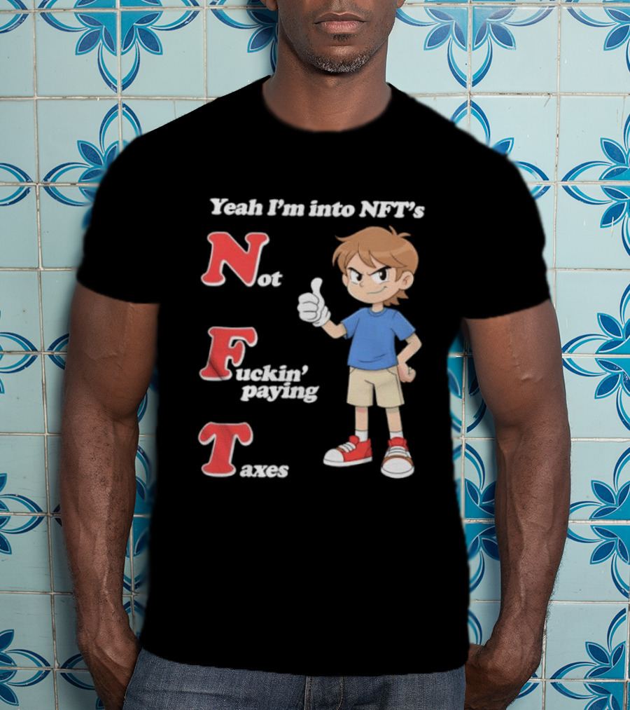Yeah I'm Into NFT's Not Fuckin' Paying Taxes Cartoon Character Thumbs Up T-Shirt