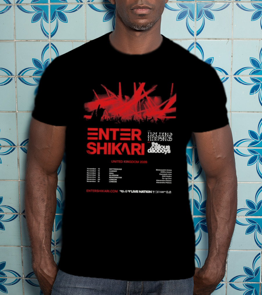 Enter Shikari United Kingdom Tour 2026 Featuring Holding Absence Cody Frost T-Shirt