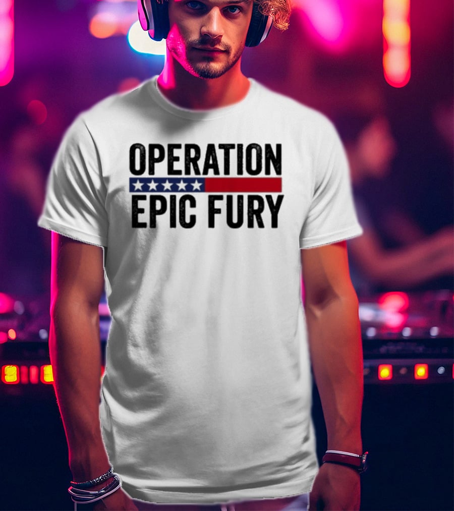Operation Epic Fury US Iran Five Star Patriot Banner T-Shirt