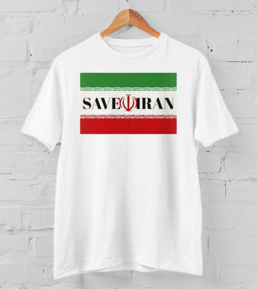 Save Iran National Symbol Emblem Green White Red T-Shirt