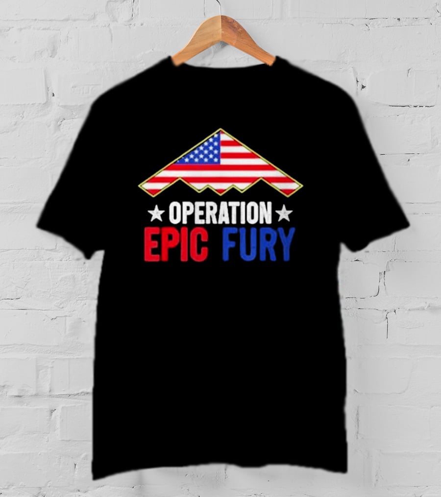 Operation Epic Fury 2026 American Flag Motif T-Shirt