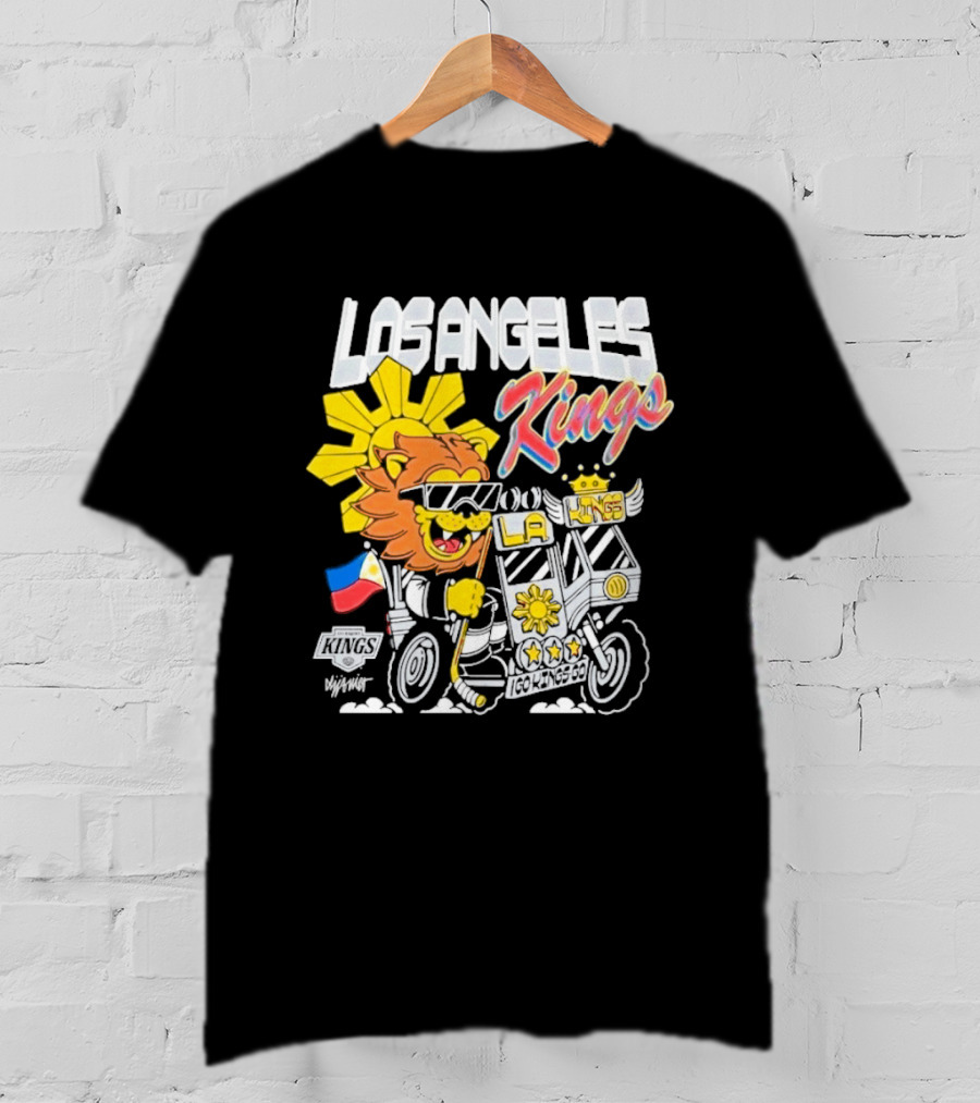 Los Angeles Kings Filipino Heritage Night LA Kings Sun Lion Flag Motorcycle T-Shirt