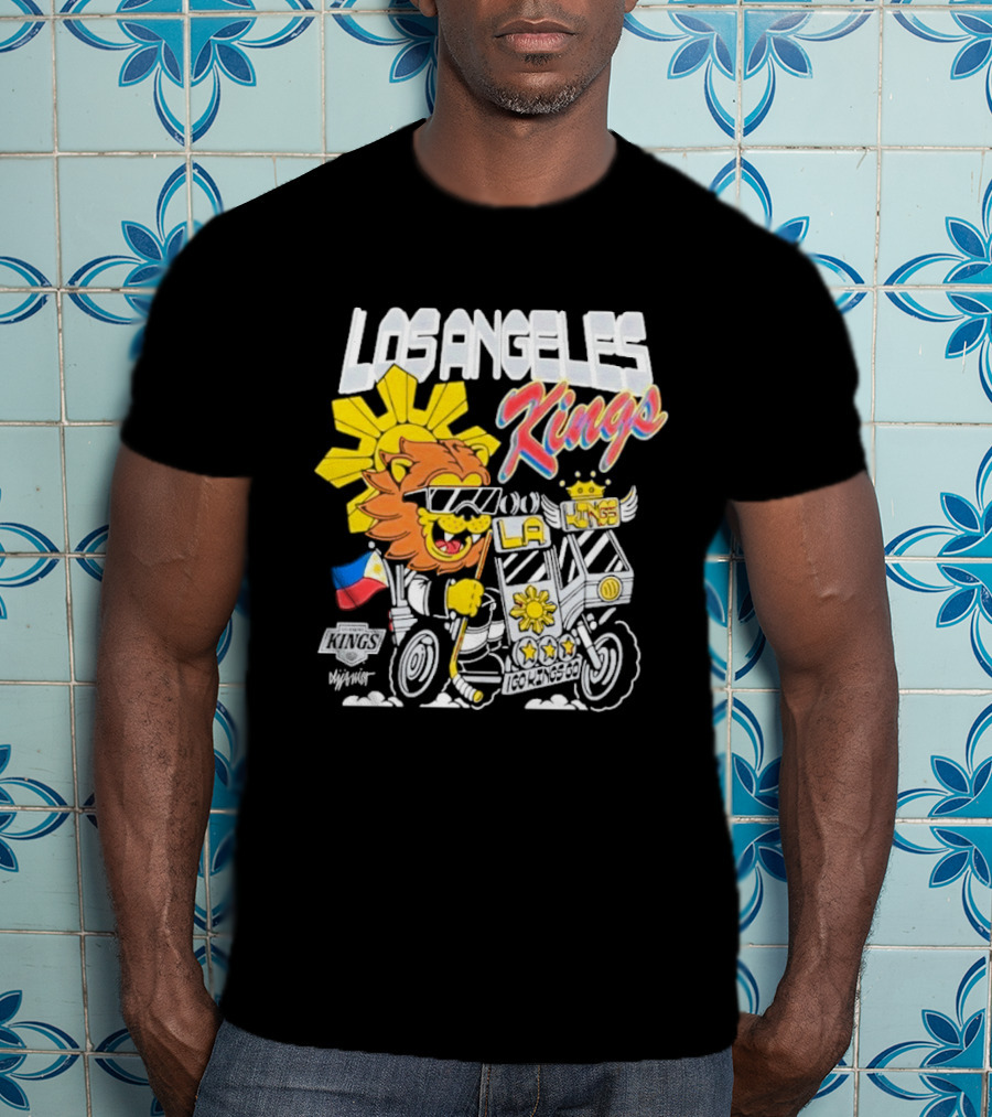 Los Angeles Kings Filipino Heritage Night LA Kings Sun Lion Flag Motorcycle T-Shirt