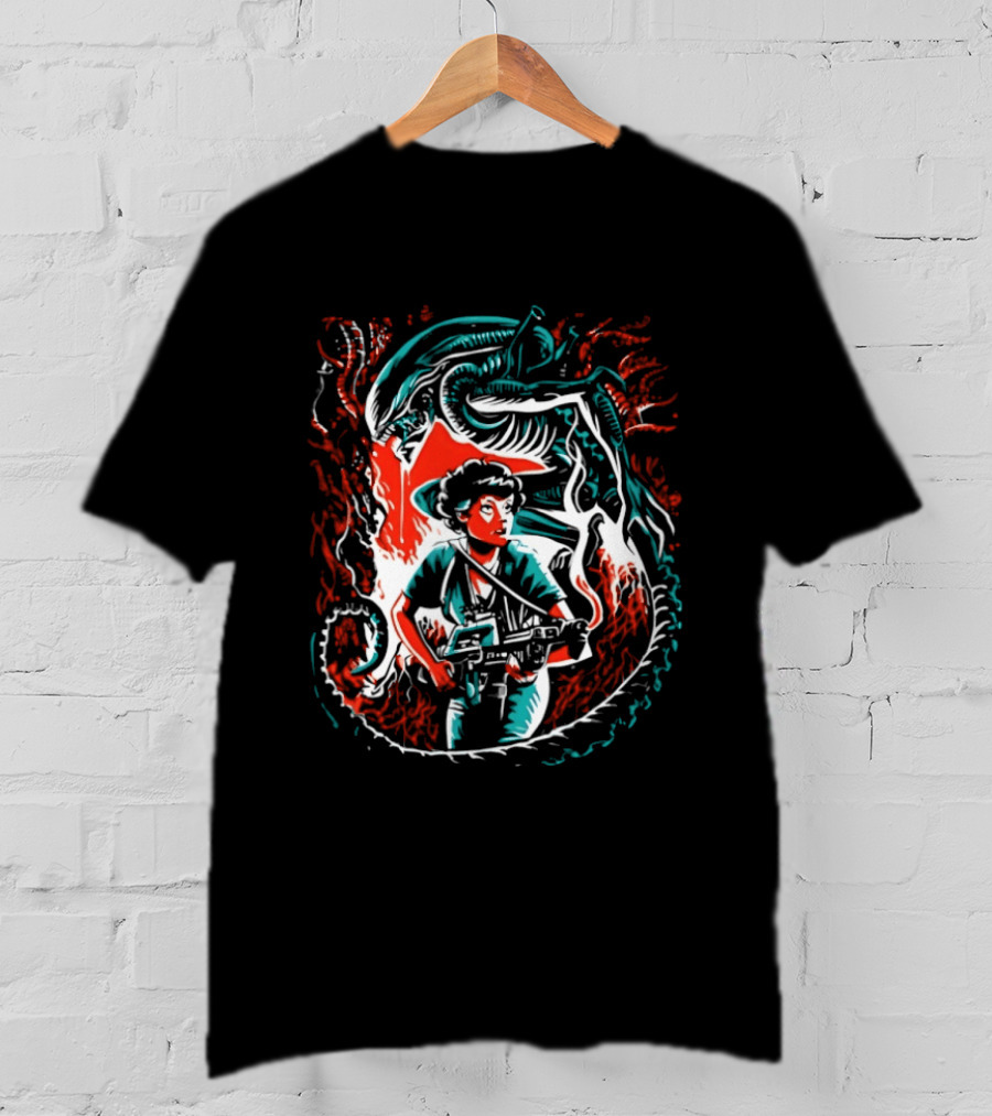 Alien Ripley Xenomorph Hunter Hunted Iconic Sci Fi Battle T-Shirt