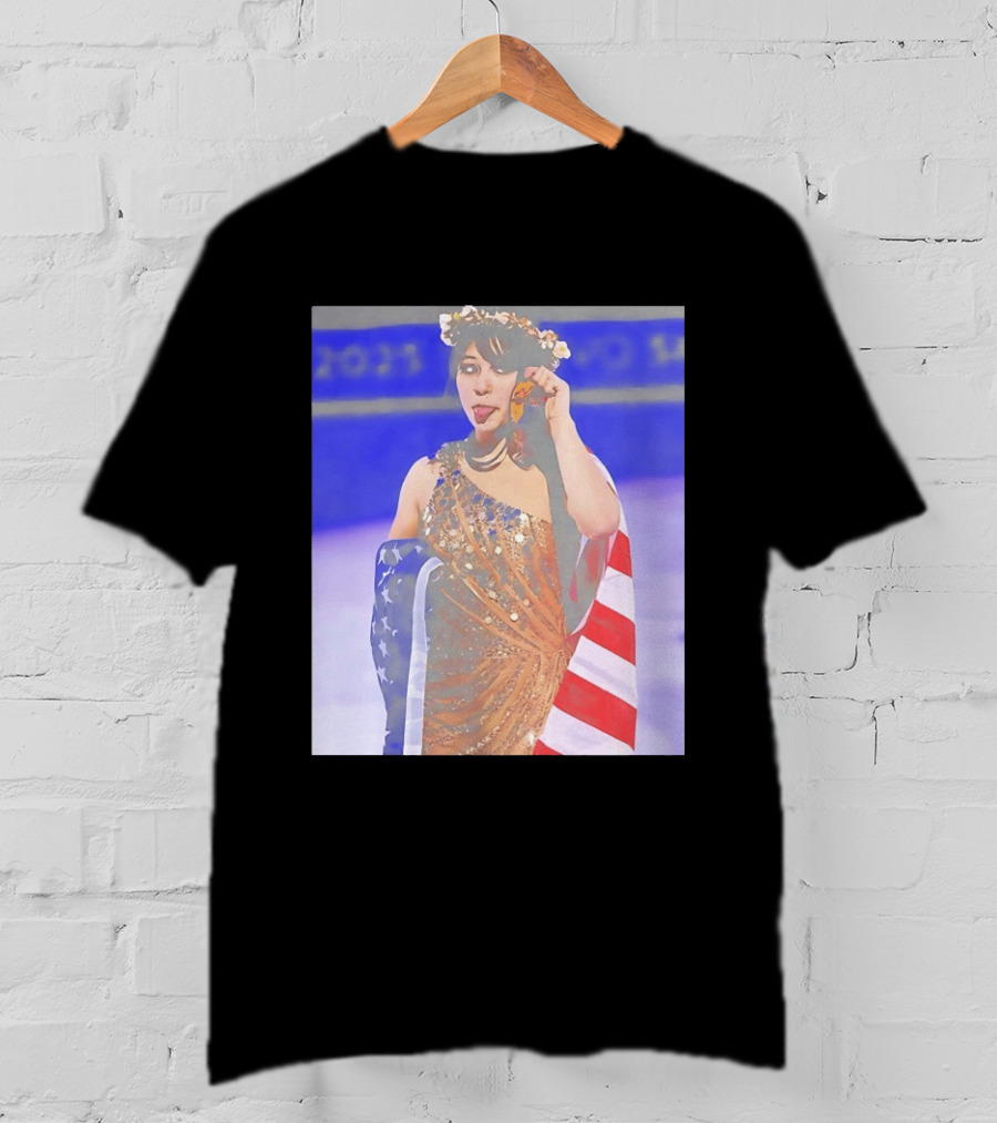 Alysa Liu Gold Medal USA Team Celebration With American Flag T-Shirt